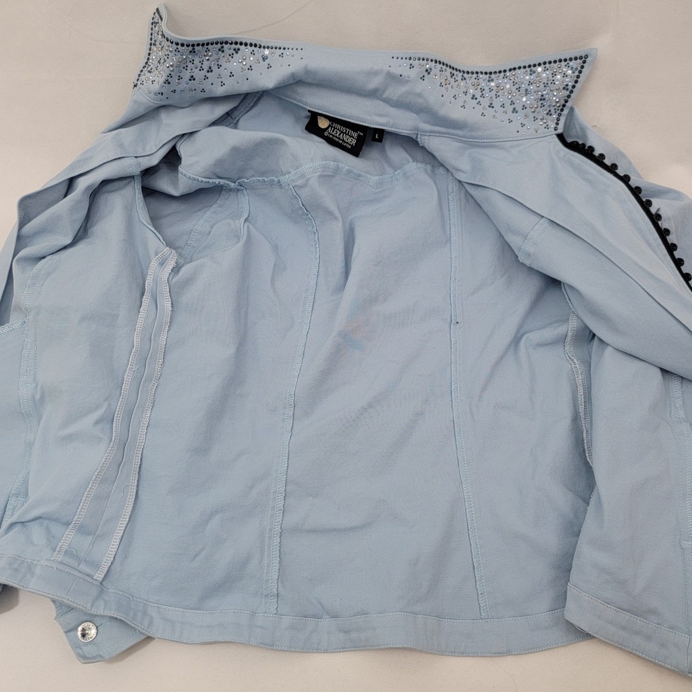 CHRISTINE ALEXANDER Womens Jacket Sz L Embellished Rhinestones Bling Sparkle - Picture 6 of 15